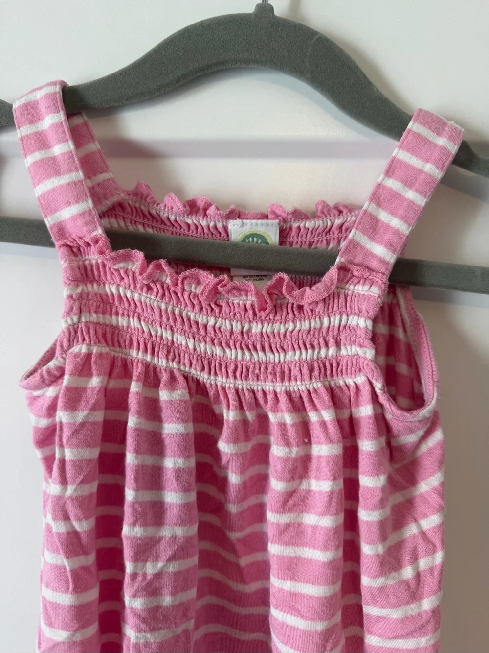 Little Me Pink and White Striped Smocked Baby One-Piece